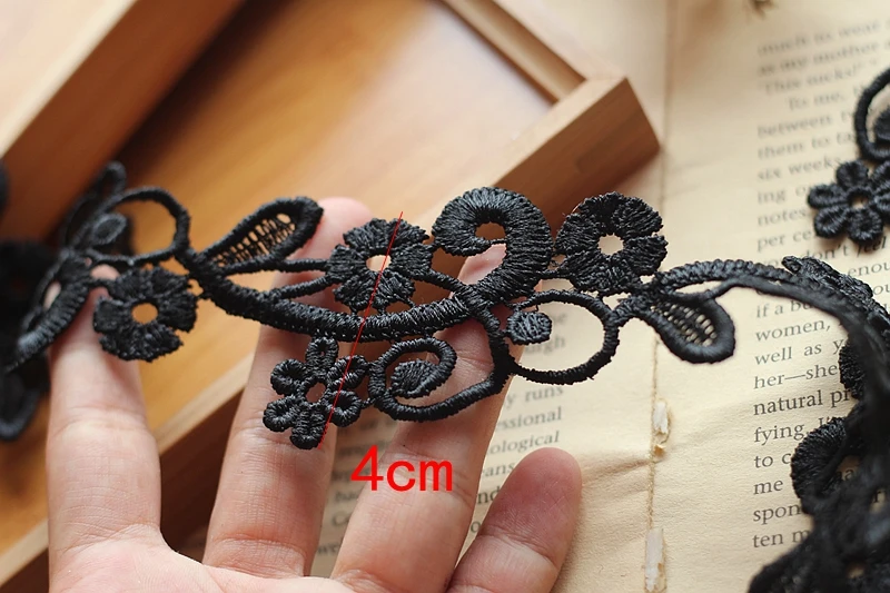 2y/лот Venise кружевной отделкой Black Rose кружева роза Аппликации изменить Couture