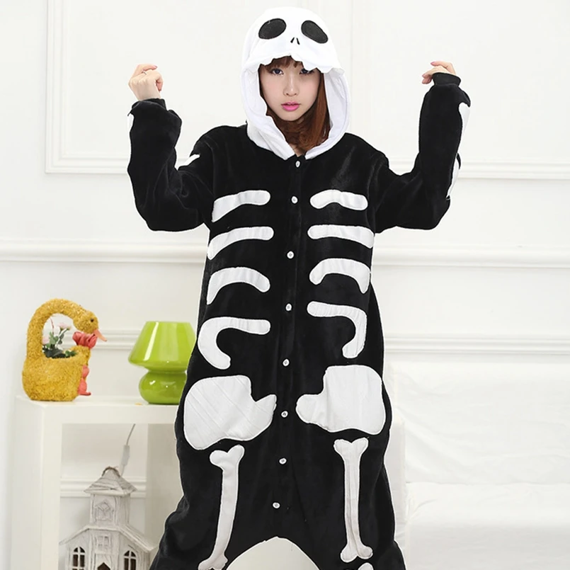 

Horror Skeleton Adult Kigurumi Onesie Women Animal Costume Fancy Soft Anime Cosplay One piece Winter Jumpsuit