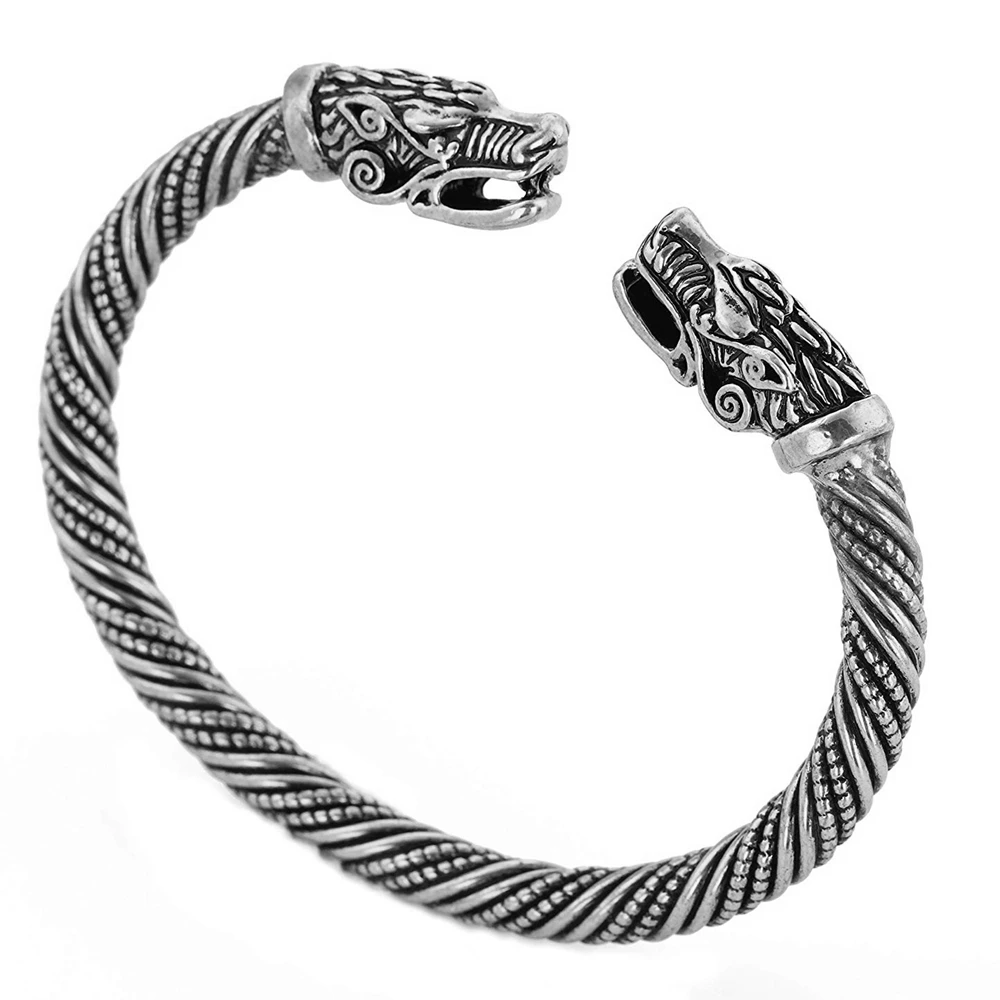 Винтажный Браслет Viking ожерелье кулон Подростковый браслет с волчьей головой