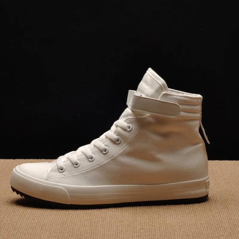 Fashion New Men Light Breathable Canvas Casual All Black white Red High top Solid Color Sneakers Shoes flats yui78 |
