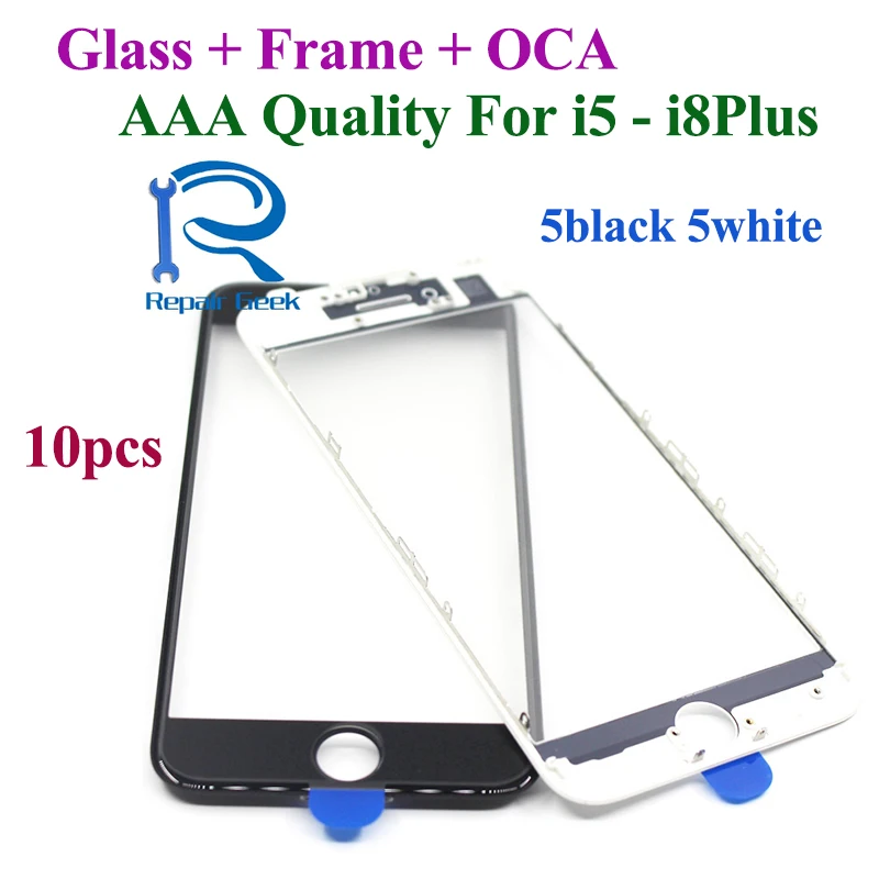 10 шт холодного пресса 3 в 1 переднее стекло экрана с рамкой OCA для iPhone 5 5c 5S 8 7 6 6s plus AAA