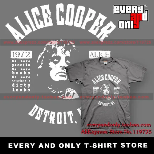 Alice alice cooper School's Out Lyrics rock combed cotton short-sleeve tee t shirt dress camiseta clothing | Мужская одежда