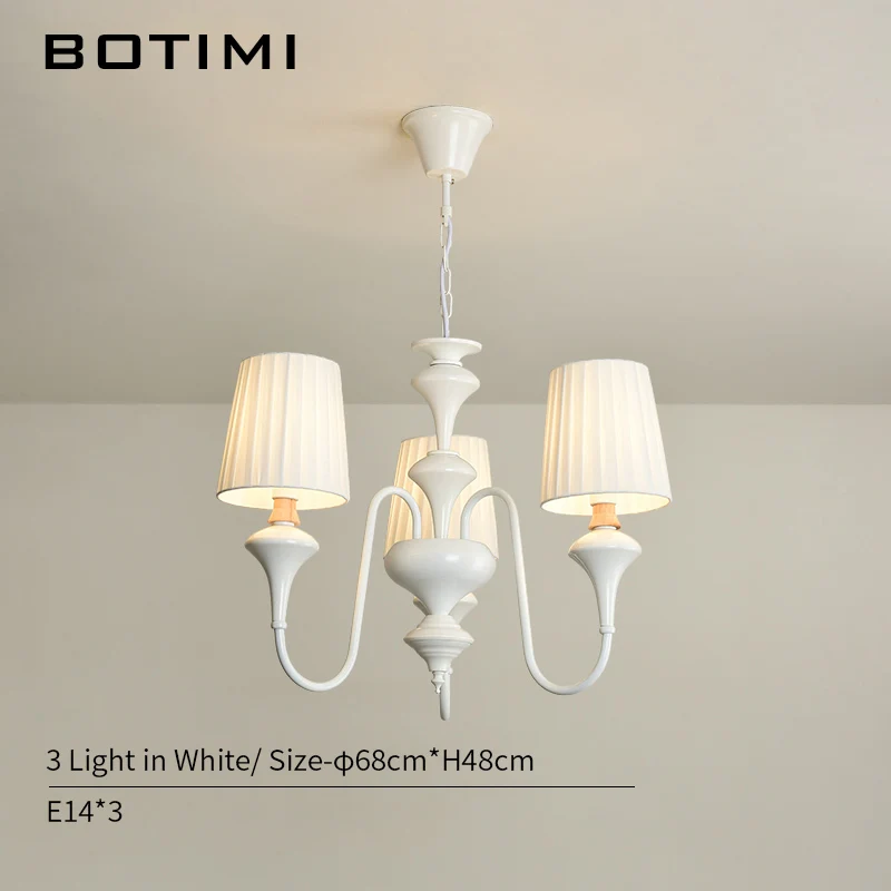 3 Light in White BOTIMI скандинавский светодиодный светильник с тканевым абажуром для гостиной, синие люстры, светильник ing, современный белый подвесной светильник для спальни - Цвет абажура: 3 Light in White
