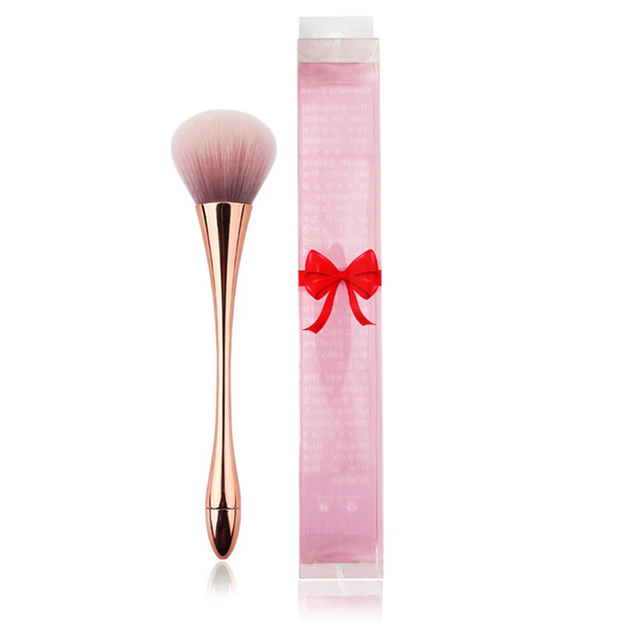 Rosegold Powder Makeup Brush Dense Soft Big Blush for Loose Compact Make up Fan with Box | Красота и здоровье