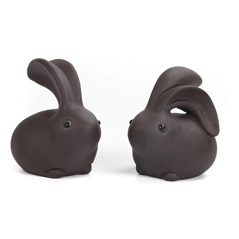 

2PCS/Lot Pastoral Style Rabbit Tea Pets Purple Clay Zisha Animal Statues Tea Ceremony Accessories Decoration Ornaments Souvenir