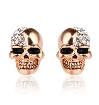 Серьги гвоздики с изображением старого черепа и женские украшения драгоценным