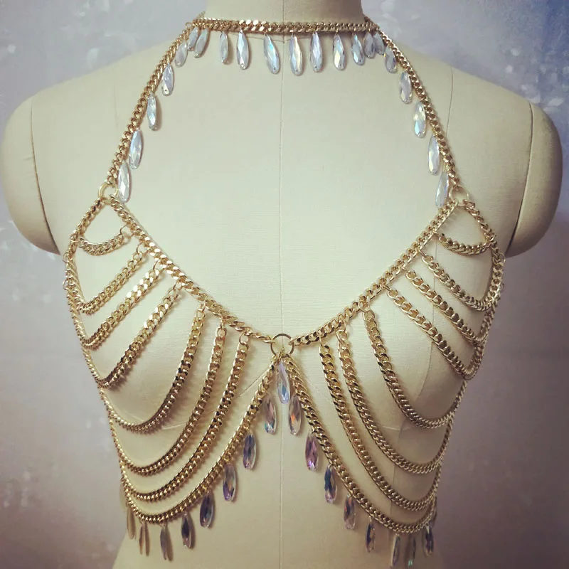 2019 цепочка для тела со стразами Женская модная на пояс Топ бюстгальтер