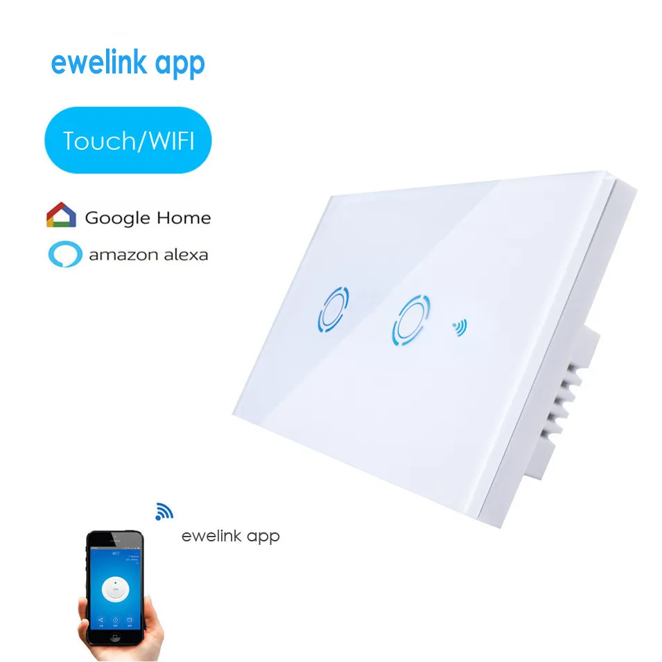 Новый настенный Wi-Fi выключатель Ewelink App US 3/2/1, сенсорная панель управления, пульт дистанционного управления Wi-Fi через смартфон, переключатель приложения ewelink