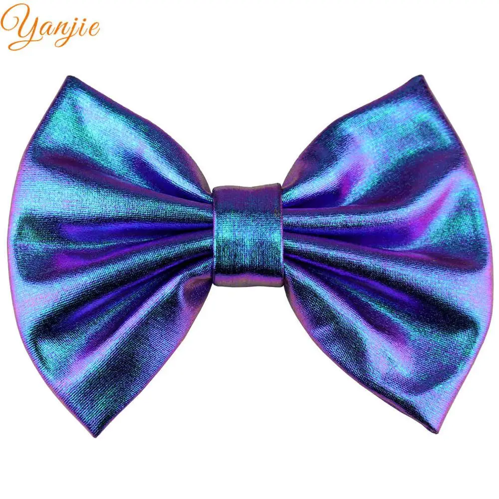 blue iridescent 10 шт./партия 5 ''большой громоздкий с металлическими блестками бант заколки для волос для детей и детские бантики для волос маленькие девочки повязки для волос аксессуары - Цвет: blue iridescent