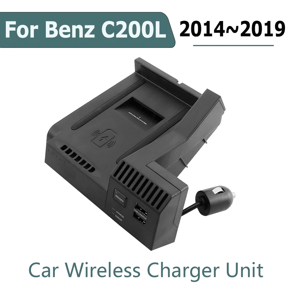 Автомобильное зарядное Qi 10 Вт Беспроводное устройство для Mercedes Benz C200L 2014 ~ 2019 iphone