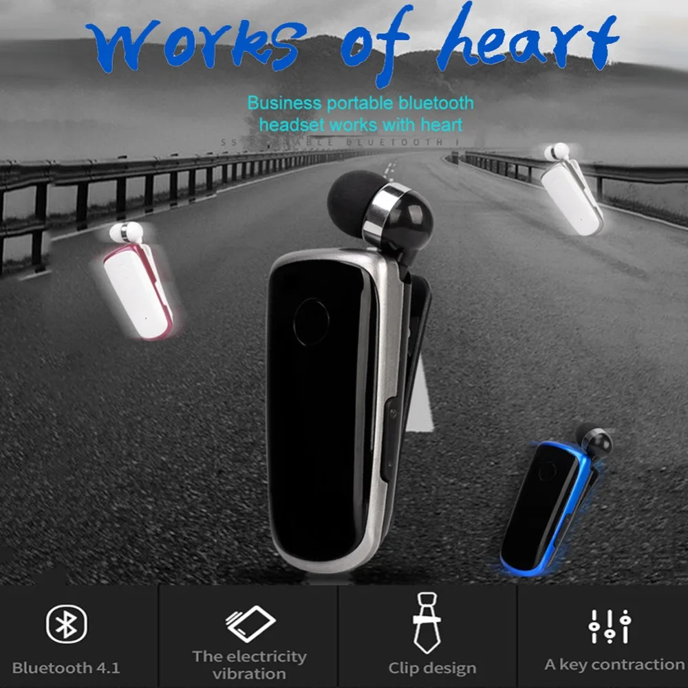 K39 мини портативные беспроводные наушники с Bluetooth 4,1, наушники-вкладыши, вибрирующие оповещения, наушники с зажимом для телефона