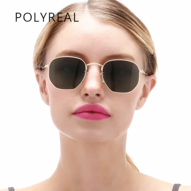 POLYREAL Мода Классические поляризованные гексагональной солнцезащитные очки Для