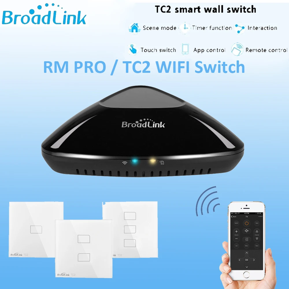 Контроллер Broadlink для умного дома RMPro wi fi переключатель TC2 работает с Alexa Google Home IR + RF