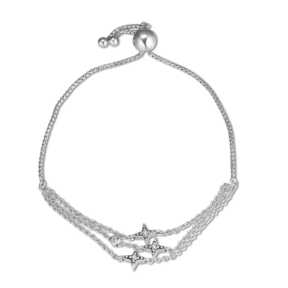 

CKK Authentic 100% 925 Sterling Silver Twinkle Star Bracelets Fashion Jewelry DIY Making For Women Gift