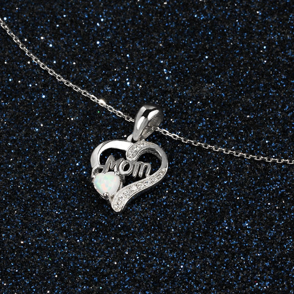 Genuine 925 Sterling Silver Opal Pendant Necklace Fine Jewelry AAA Cubic Zirconia Necklaces For Women Anniversary Gifts | Украшения и