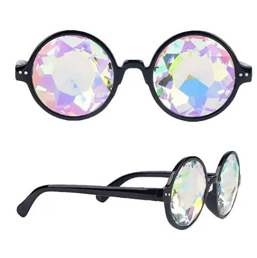 

Party Kaleidoscope Glasses Rainbow Crystal Lenses Prism Diffraction Glass Eye wear holiday punk Goggles clear black pink favors