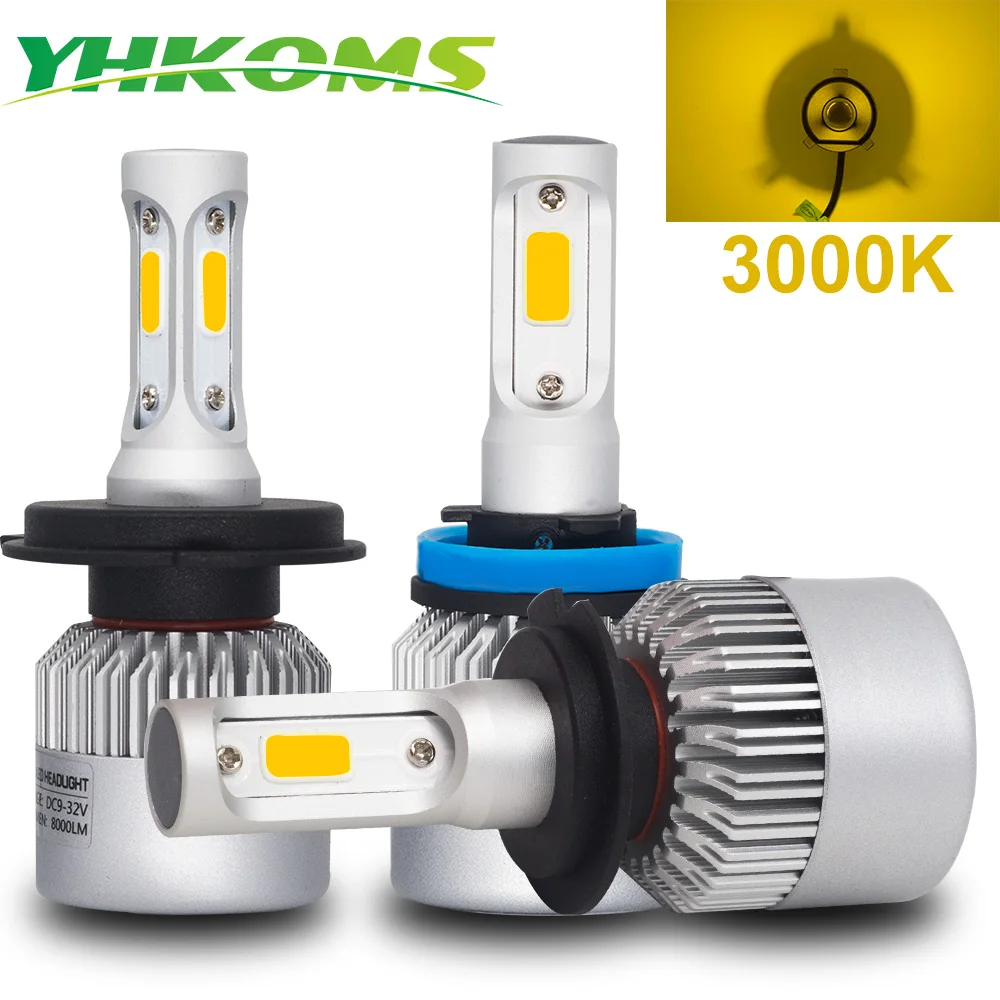 

YHKOMS H4 H7 H11 Светодиодный ОД 3000K H1 H3 H8 H9 9005 9006 880 881 5202 Противотуманные фары 9004 9007 H13 дальний/ближний свет Автомобильная фасветильник желтого цвет...