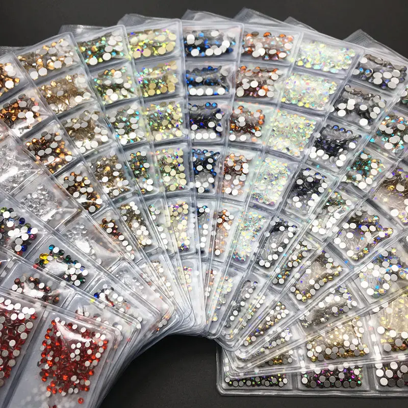 

AAA high-quality Strass glass Crystal 1440Pcs/bag Mix Size Non HotFix flatback 3D Nail Art Rhinestone diy Decorations