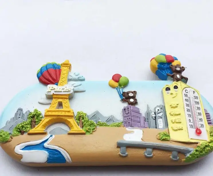 Полимерный 3D магнит на холодильник Париж Франция Эйфелева башня сувенир