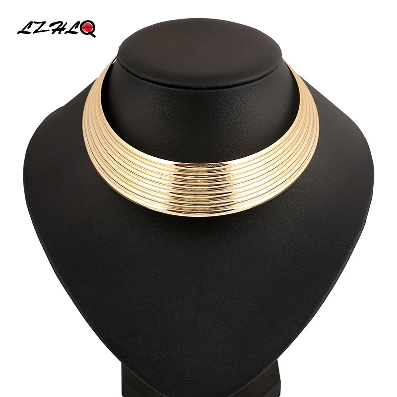 Женское колье чокер LZHLQ массивное металлическое ожерелье в стиле панк с