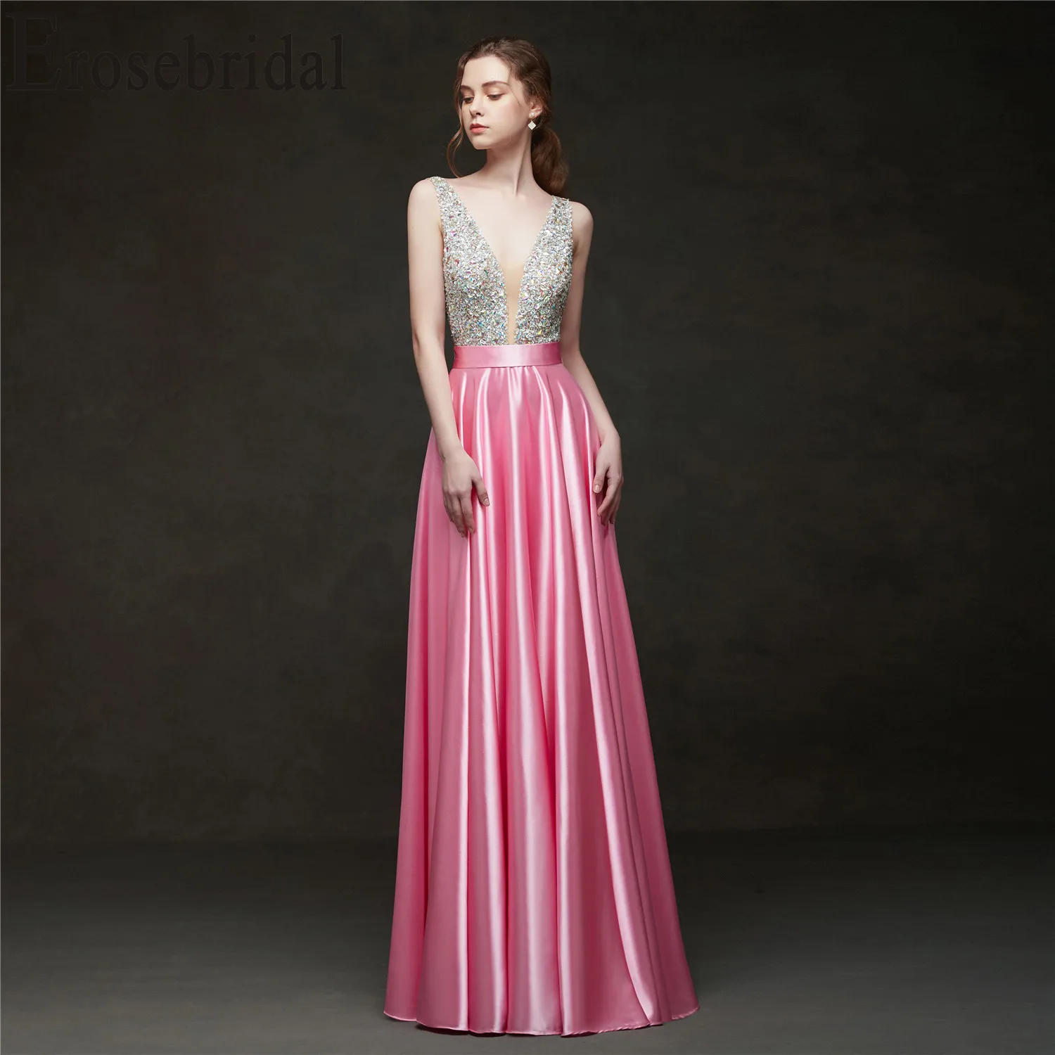 Erosebridal вечернее платье Длинные вечерние платья элегантные вечерние платья вечернее платье для женщин розовый/красный/черный/синий/зеленый/желтый