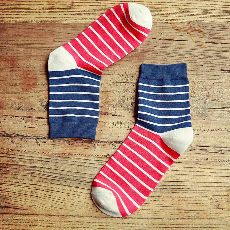 Модные Разноцветные хлопковые носки в полоску для мужчин сезон осень-зима Носки