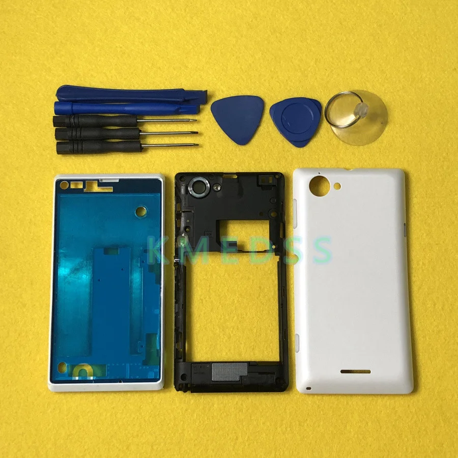 Чехол с полным корпусом для sony Xperia L S36h S36 C2104 C2105, рамка с ЖК-панелью, средняя рамка, крышка на батарейку+ Инструменты