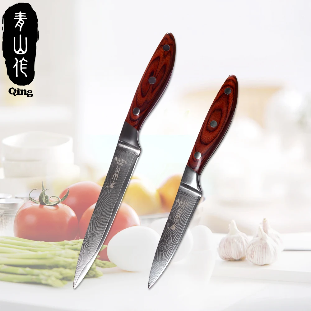 QING бренд Дамасская сталь кухонный нож 5 &quot3 5&quot Универсальный для очистки овощей