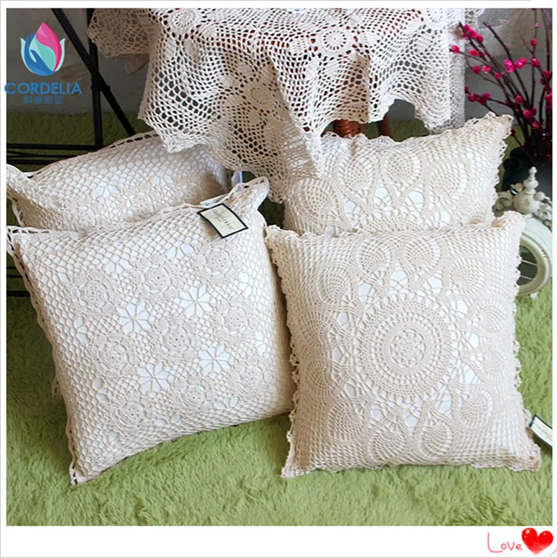 Zakka home Красивая хлопковая декоративная наволочка с вязаным кружевом для подушки