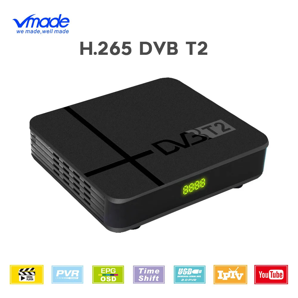 Vmade мини-рецептор DVB-T2 H.265 HD цифровой эфирный приемник встроенный RJ45 сетевой Поддержка Dolby AC3 Youtube двойной блок питания