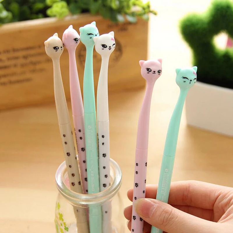 

4 Pcs/Lot Cute Cartoon Cat Gel Pen Kawaii Stationery Pens Canetas Material Escolar Office School Supplies Papelaria
