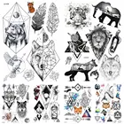 3d-ручка эскиз, черный геометрический медведь, наклейки, искусственные животные, запястье, талия, руки, тату, временные женские и мужские праздвечерние чные тату