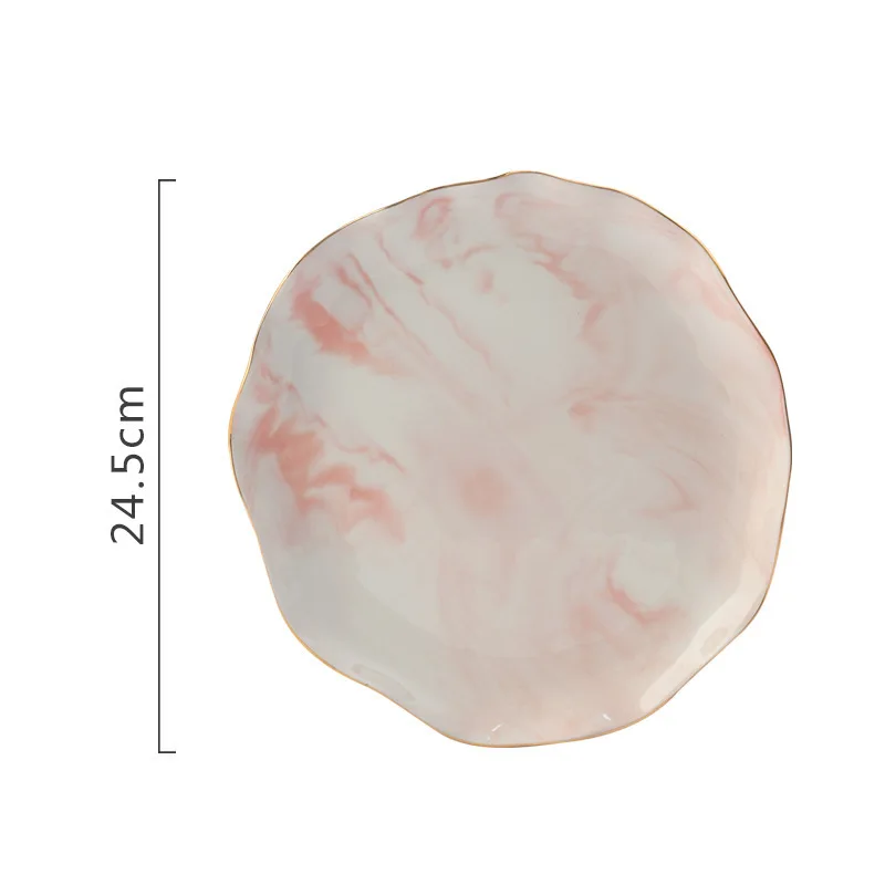 10 inch plate Pink Высококачественные керамические блюда из розового мрамора, миска для супа, набор посуды, креативная тарелка для рисового салата, стейка, блюдо для фруктов, миска для еды, 1 шт - Цвет: 10 inch plate Pink