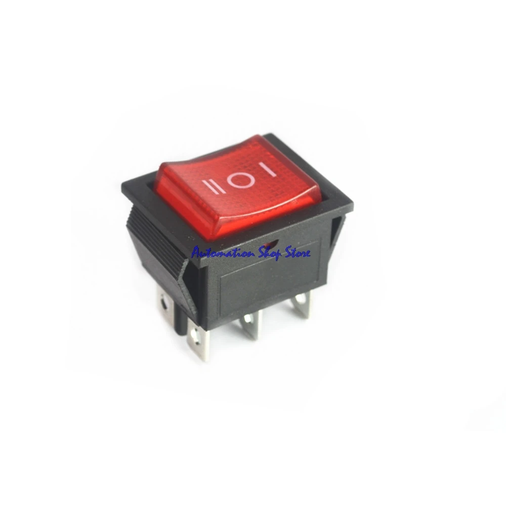 

AC 250V 15A 125V 20A Red Light Snap DPDT On-Off-On 3Position 6 Pins Latching Rocker Switch 5Pcs