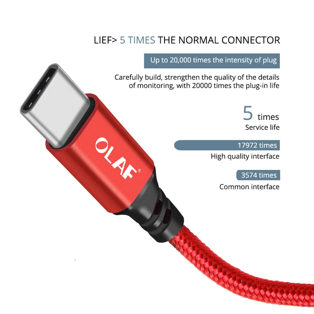 Олаф usb type C кабель 2.4A кабель передачи данных для быстрой зарядки тканый кабель USB-C шнур для samsung s8 s9 huawei P20 mate Lite USB C кабели