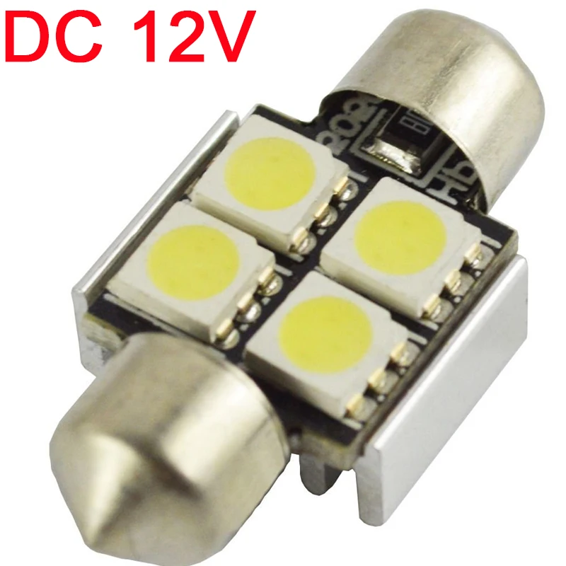 YSY 10 шт./лот белый свет без ошибок 31 мм/36 мм 5050 4SMD DC 12 В гирлянда купольные