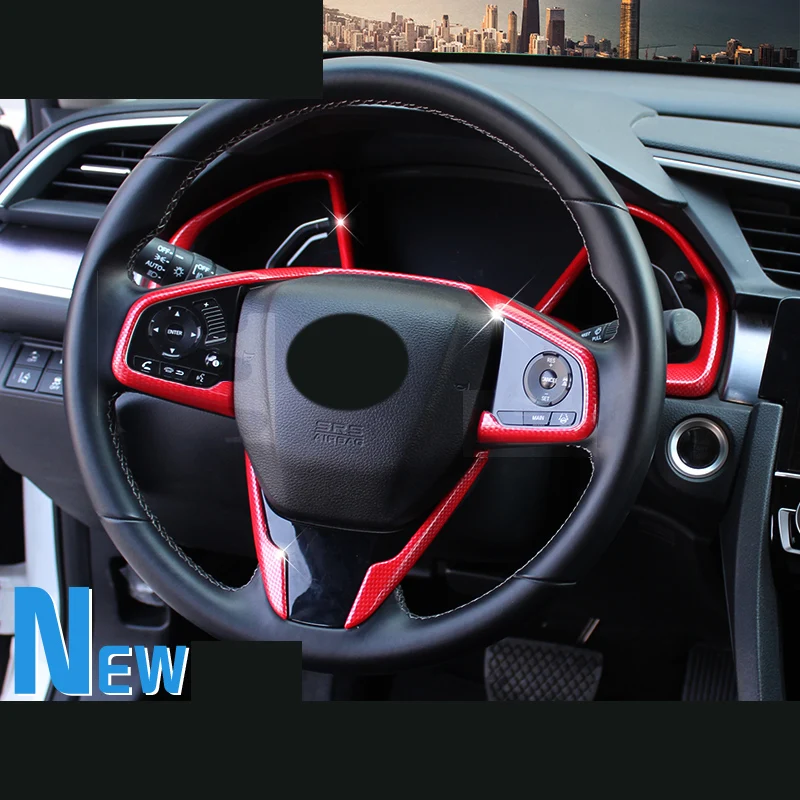 Для HONDA CIVIC 2016 2017 2018 тип R наклейка на рулевое колесо из АБС-пластика углеродного