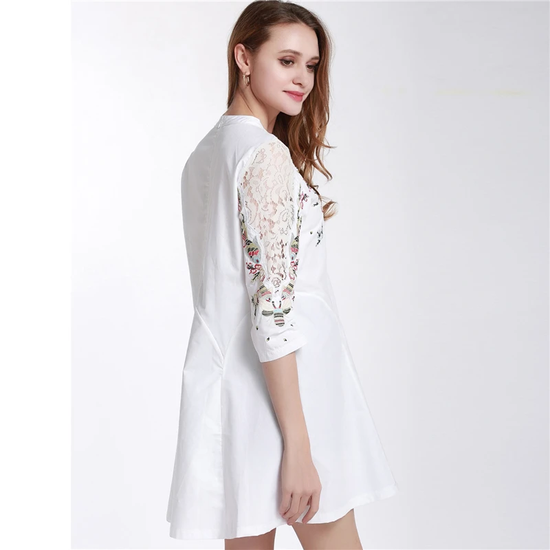 European station Women 2019 Spring New embroidered lCce stitching was thin A word Dress Fashion Print Summer Dresses C123 | Женская