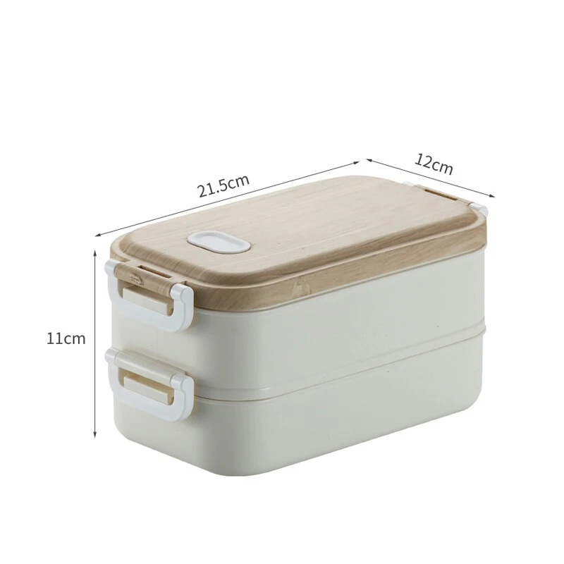 Double Layer White 2 слоя Ланч-бокс Bento box дерево нержавеющая сталь контейнер для хранения еды для детей Ланчбокс портативный - Цвет: Double Layer White