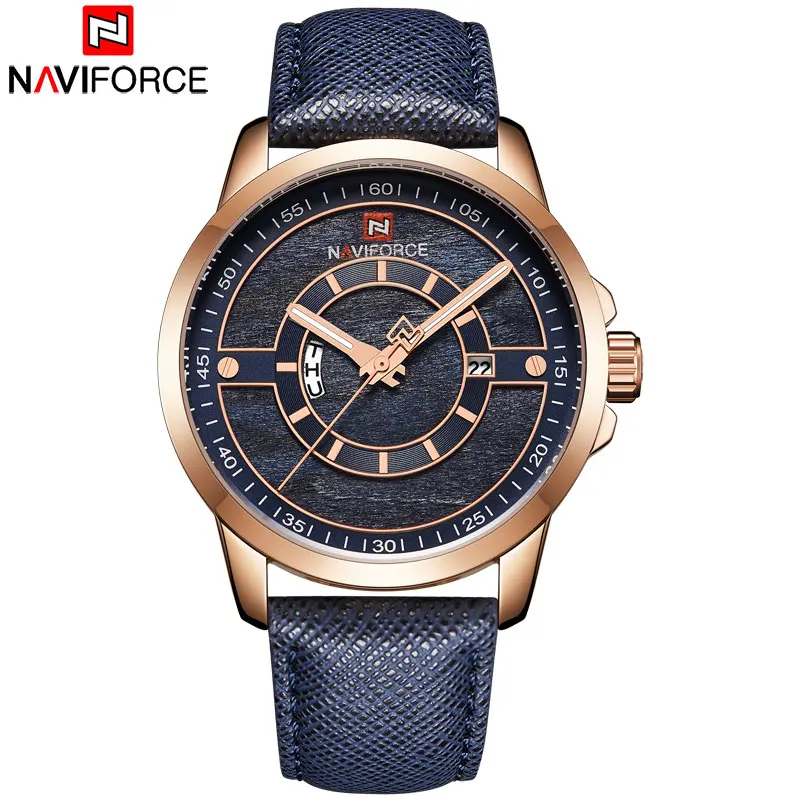 New NAVIFORCE Men Watch 3ATM Waterproof Male Fashion Casual Leather Wristwatch Man Date Week Quartz Watches Relogio Masculino | Наручные