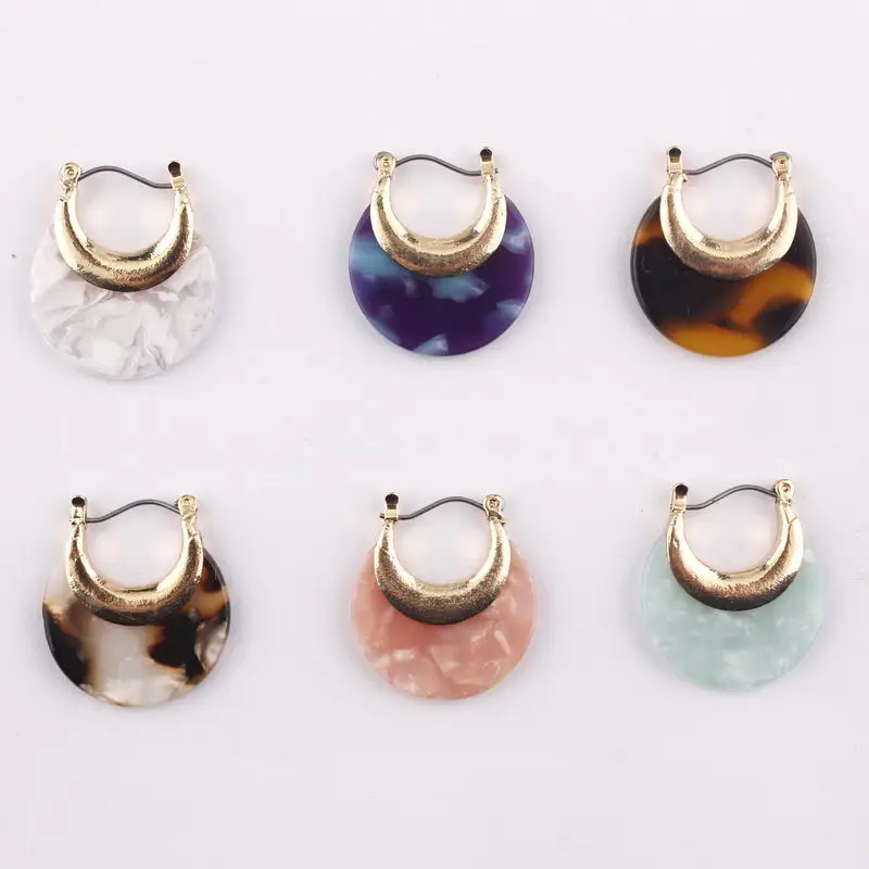 New Round Resin Acrylic Tortoise Shell Hoop Earrings For Women Girl Bohemian Geometric Leopard Statement Jewelry | Украшения и