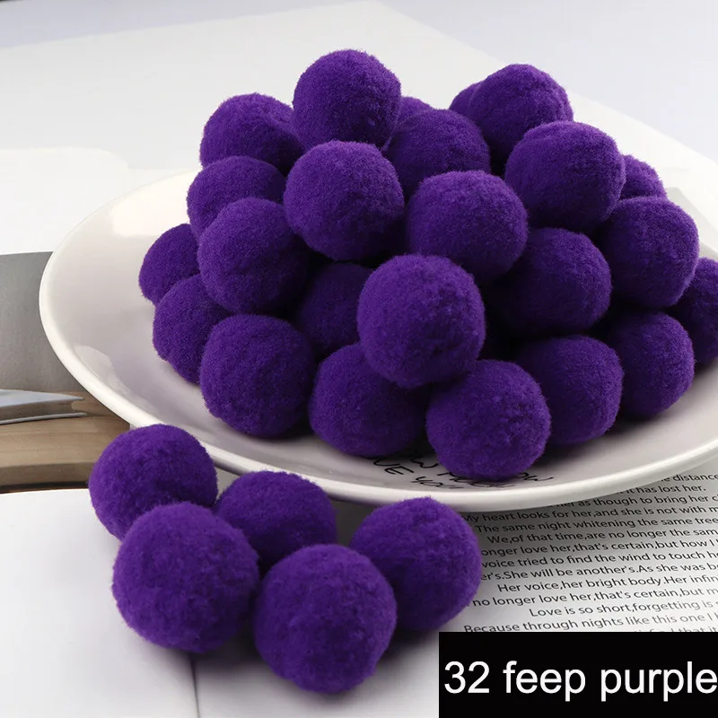 32 deep purple Помпоном 8/10/15/20/25/30 мм Мини пышная Нижняя Pom Poms помпонами помпоном ручной работы набор «сделай сам» для ремесла домашнего декора Швейные принадлежности - Цвет: 32 deep purple