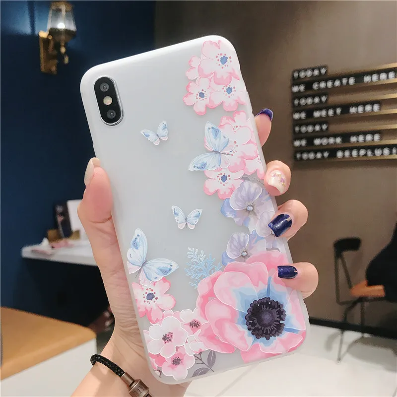 Мягкие силиконовые в форме цветка Чехлы для телефона iPhone XS Max XR X чехол Прозрачный