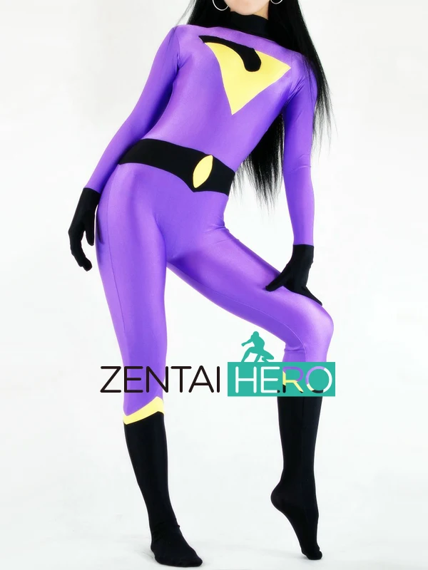 Бесплатная доставка DHL фиолетовый DC Comics The Wonder Twins Jayna костюм супергероя
