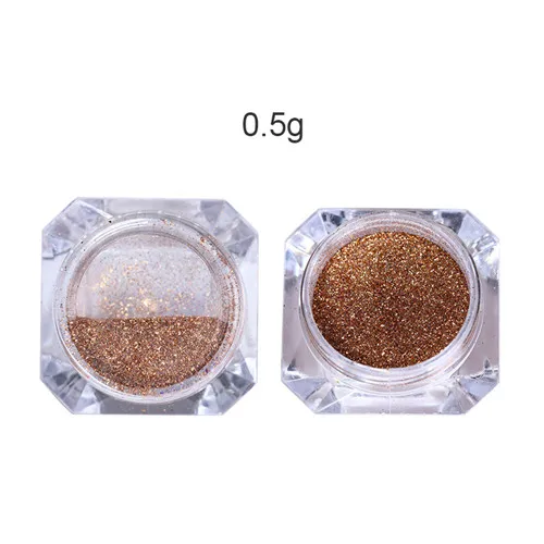 0.5g Шампанское голографический блестящий для ногтей зеркало Радуга розовое золото Холо хромированный пигмент для маникюра Дизайн ногтей украшения - Цвет: 0.5g