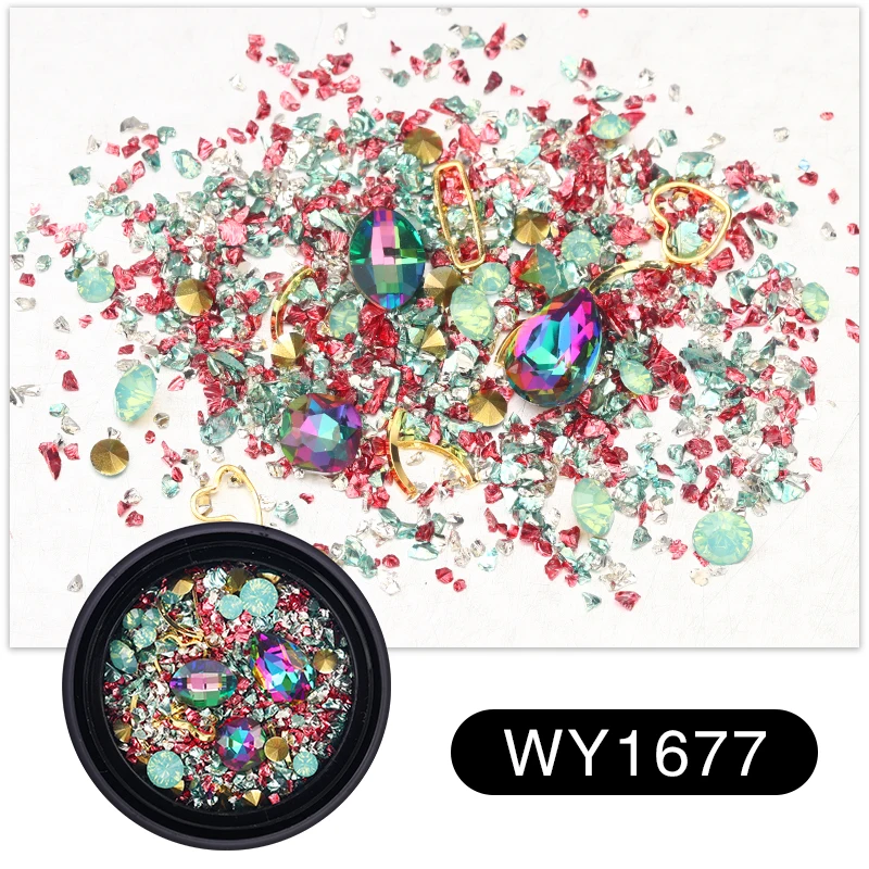 Broken Glass Rhinestones for Nails Gems Nail Art Gold Metal Stickers 3d Decorations Stones | Красота и здоровье
