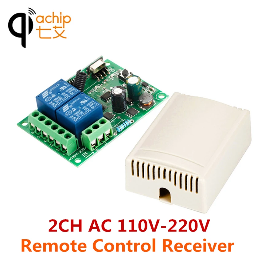 QIACHIP 2CH RF 433Mhz AC 110V 220V Wireless Remote Control Relay Receiver & 86 Wall Panel Switch Transmitter for Ceiling Light |