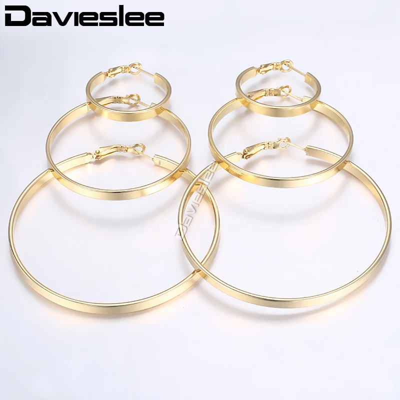 3pairs 4mm Flat Hoop Earrings for Women Silver Gold Filled Polished Round Circle Hoops Earrings Gift Diameter 20/40/60mm LGEM24