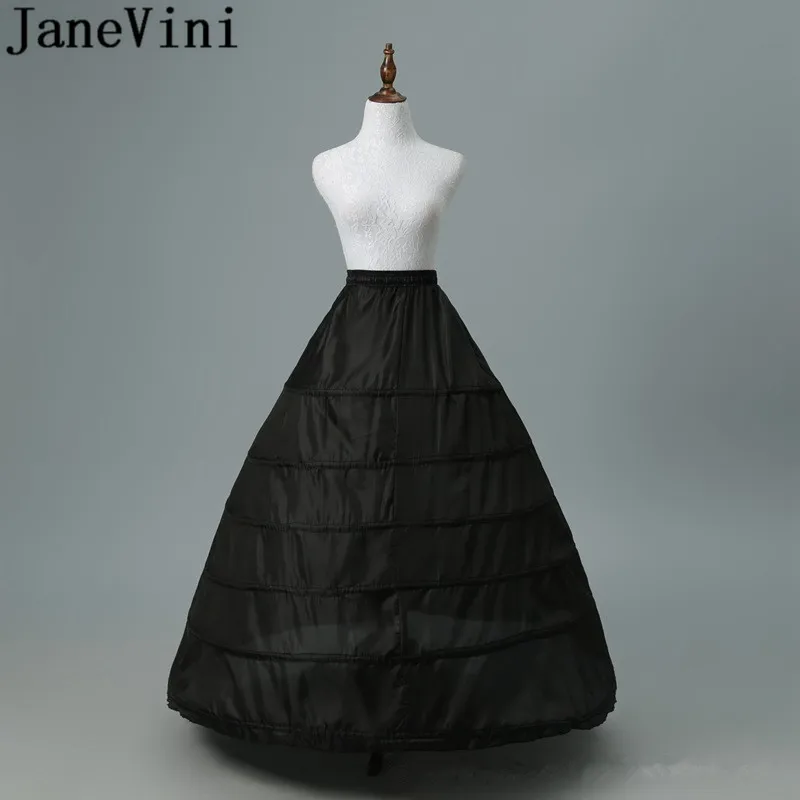 JaneVini 2019 Big Petticoat 6 Hoops Ball Gown Black Crinoline White Women Wedding Dress Underskirts Bride Underwear | Свадьбы и
