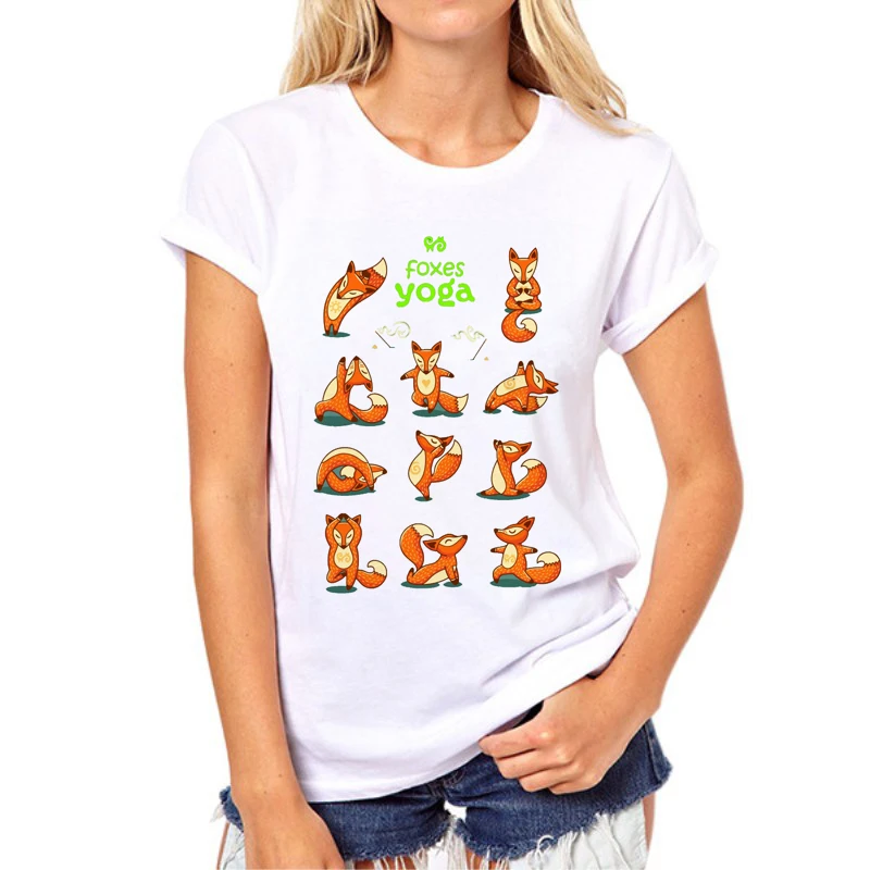2020 Kawaii с принтом лисы женские топы футболки Camiseta Графический рубашка женская